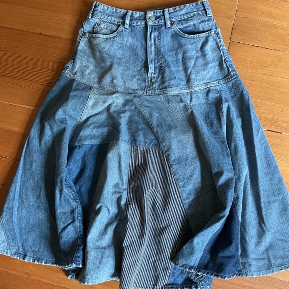 45Rpm.  Rye Mugi Charlotte patchwork.denim skirt. - Picture 1 of 7